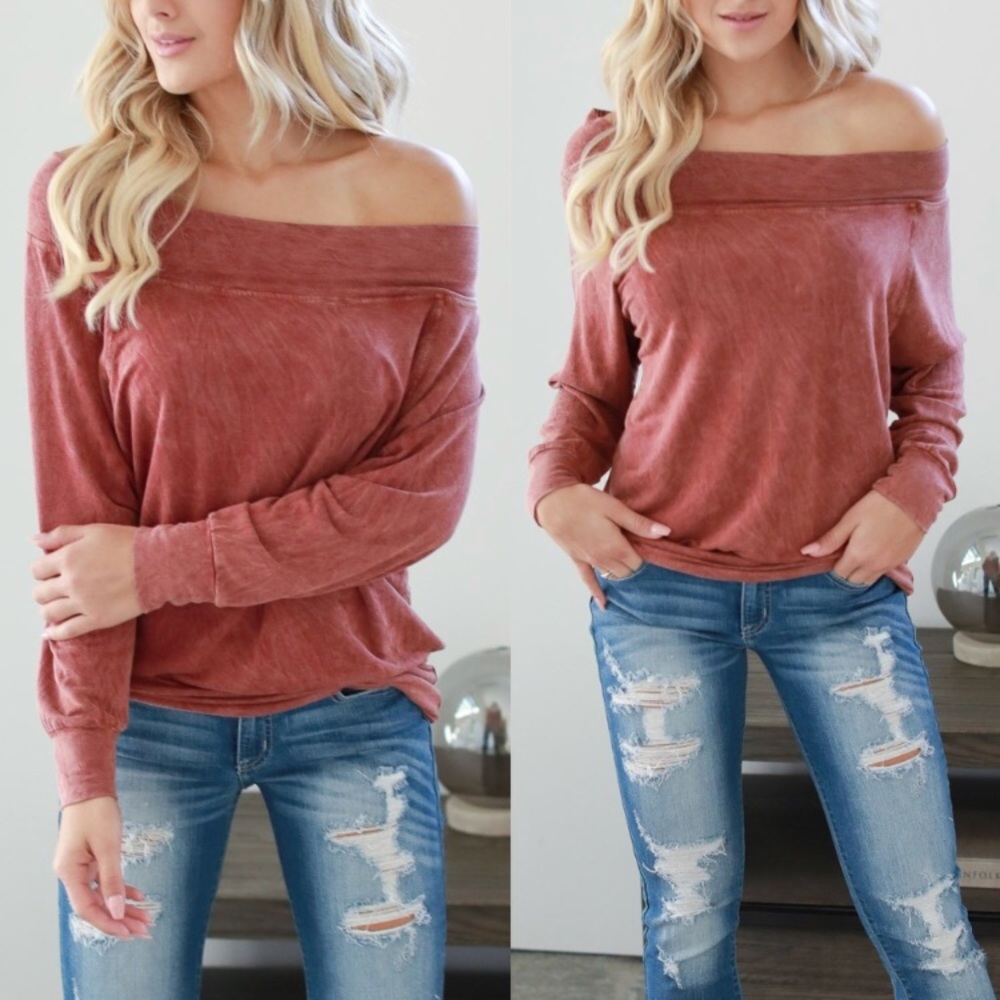 ๐8x HP!๐LASTโ๏ธMarsala Vintage-Wash Top - Picture 3 of 3